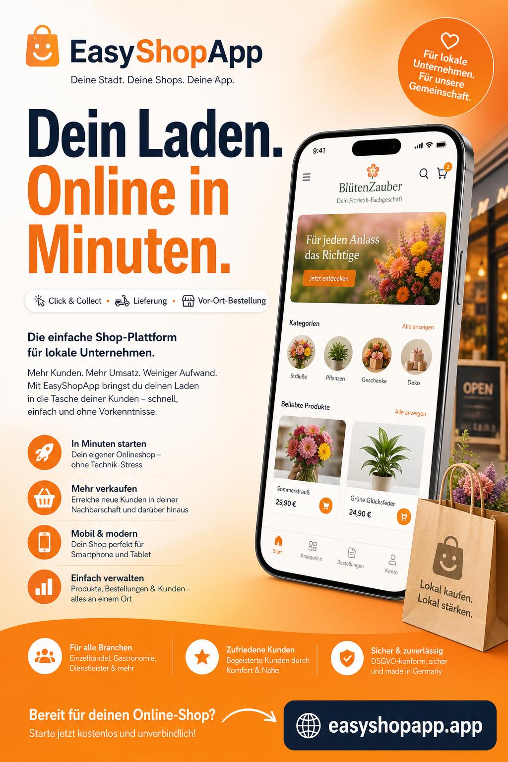 Flyer „Online in Minuten“
