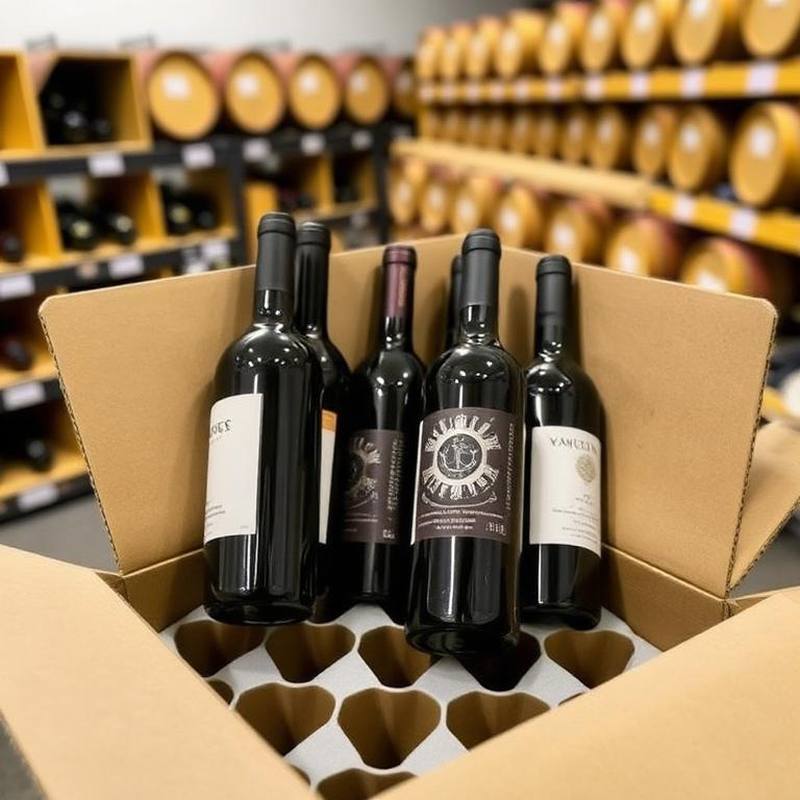 Weinflaschen werden in einen Versandkarton mit Flascheneinsatz gepackt — EasyShopApp für Winzer & Weinhandel